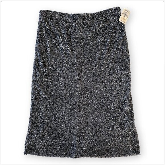 Badgley Mischka Couture Charcoal Gray Heavily Beaded Sequin Evening Skirt NWT 4 - Picture 1 of 5